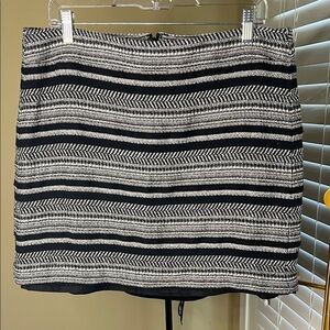 LOFT Black and White Patterned Mini Skirt